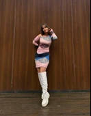 Kadın Uzun Kollu Tek Omuzu Askı Toka Detaylı Kısa Dalgıç Elbise thumbnail 2