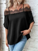 Kadın Askılı Dantel Janjan Krep Bluz thumbnail 1