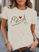 Kadın Kısa Kollu Bisiklet Yaka Köpek Baskılı Viskon Bluz thumbnail 3