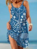 Kadın Askılı Deniz Yıldızı Desenli Süprem Elbise thumbnail 2