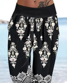 Kadın Beli Lastikli Etnik Desenli Kapri Süprem Pantolon thumbnail 3