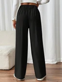Kadın Beli Lastikli Düğmeli Ithal Krep Pantolon - 3