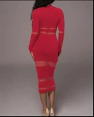 Kadın şerit Transparan Detay Fırsat ürün Midi Boy Elbise thumbnail 2