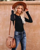 Kadın Uzun Kollu Bisiklet Yaka Kaşkorse Bluz thumbnail 2