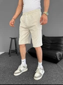 Su Yolu Çizgili Cepli Şort- Bej thumbnail 1