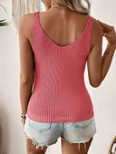 Kadın Kolsuz V Yaka Kalın Askılı Triko Bluz thumbnail 8