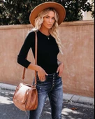 Kadın Uzun Kollu Bisiklet Yaka Kaşkorse Bluz thumbnail 1