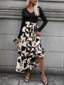 Kadın Uzun Kollu Bisiklet Yaka Uzun Elbise thumbnail 2