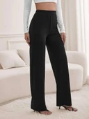 Kadın Yüksek Bel Cepli Geniş Kesim Ithal Krep Pantolon thumbnail 3