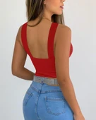 Kadın Yakası önden çaprazlı Taş Detaylı Viskon Bluz thumbnail 3