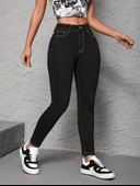 Kadın Yüksek Bel önden Düğmeli Dar Kesim Kot Pantolon thumbnail 8