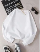 Üç İplik Biskilet Yaka Basic SweatShirt - Beyaz - 1