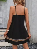 Kadın Ip Askılı V Yakalı Etnik Desenli Detaylı Elbise thumbnail 9