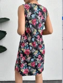 Kadın Renkli çiçek Baskılı Süprem Elbise thumbnail 4