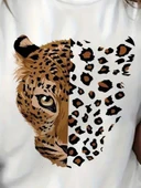 Kadın Kısa Kollu Bisiklet Yaka Desenli Viskon Bluz thumbnail 2