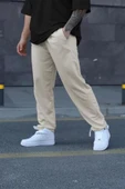 Unisex İki İplik Eşofman Altı - Bej - 1