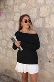 Kadın Uzun Kollu Tek Omuzu Açık Akrilik Bluz thumbnail 1
