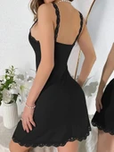 Kadın Askılı V Yaka Dantel Detay Fitilli Kaşkorse Gecelik thumbnail 4