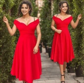 Kadın Kısa Kollu Kruvaze Yaka Eteği Volanlı Krep Elbise thumbnail 6