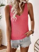 Kadın Kolsuz V Yaka Kalın Askılı Triko Bluz thumbnail 11