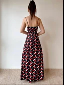 Kadın V Yaka Göğüs Ve Sırt Dekolteli Fırsat ürün Maxi Moy Elbise thumbnail 2