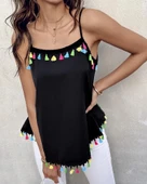 Kadın Ip Askılı Püskül Detaylı Sandy Bluz thumbnail 9