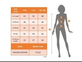 Kadın Uzun Kollu üst Viskon Alt Kloş Deri Elbise thumbnail 4