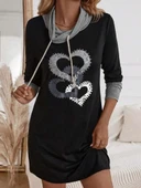 Kadın Uzun Kollu Balıkçı Yaka Bağcıklı Iki Iplik Elbise thumbnail 3