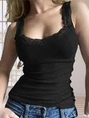 Kadın Askılı Yuvarlak Yaka Dantel Detay Kaşkorse Bluz thumbnail 1