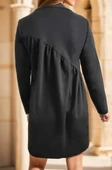 Kadın Uzun Kollu Bisiklet Yaka çapraz Büzgü Detay Iki Iplik Mini Boy Elbise thumbnail 7