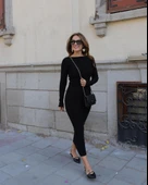 Kadın Uzun Kollu Yuvarlak Yaka Akrilik Elbise thumbnail 2