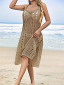 Kadın Kolsuz Askılı Yan Yırtmaç Detay Triko Midi Boy Elbise thumbnail 2