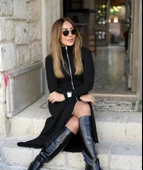 Kadın Uzun Kollu önden Fermuarlı Ithal Krep Elbise thumbnail 2