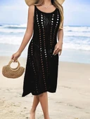 Kadın Kolsuz Askılı Yan Yırtmaç Detay Triko Midi Boy Elbise thumbnail 4