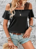 Kadın Kısa Kollu Beş Askılı Viskon Bluz thumbnail 2