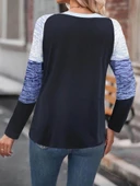 Kadın Uzun Kollu Yuvarlak Yaka Baskılı Düğme Detay Süprem Bluz thumbnail 3