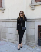 Kadın Uzun Kollu Yuvarlak Yaka Akrilik Elbise thumbnail 1