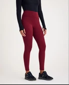 Nonofit Yüksek Bel Düz Sporcu Tayt - Bordo thumbnail 1