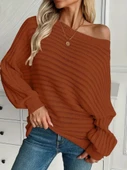 Kadın Uzun Kollu Tek Omuzu Açık Triko Bluz thumbnail 1