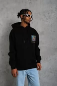 Erkek Patel Six Baskılı Kapüşonlu Sweat - Siyah thumbnail 4