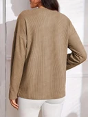 Kadın Uzun Kollu V Yakalı Düğmeli Salaş şardonlu Kaşkorse Bluz thumbnail 4