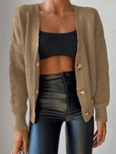 Kadın Uzun Kollu Düğme Detay Triko Bluz thumbnail 5