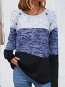 Kadın Uzun Kollu Yuvarlak Yaka Baskılı Düğme Detay Süprem Bluz thumbnail 4