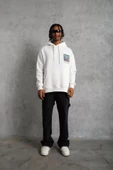 Erkek Patel Six Baskılı Kapüşonlu Sweat - Beyaz thumbnail 3