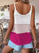 Kadın Askılı Yuvarlak Yaka çift Renkli Triko Bluz thumbnail 2