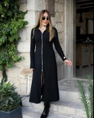 Kadın Uzun Kollu önden Fermuarlı Ithal Krep Elbise thumbnail 1