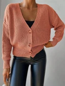 Kadın Uzun Kollu Düğme Detay Triko Bluz thumbnail 3