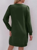 Kadın Uzun Kollu Bisiklet Yaka Iki Iplik Elbise thumbnail 3
