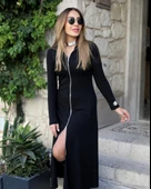 Kadın Uzun Kollu önden Fermuarlı Ithal Krep Elbise thumbnail 3