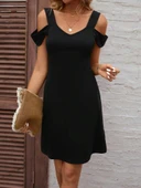 Kadın Askılı Soğuk Omuz Detaylı Modal Elbise thumbnail 6